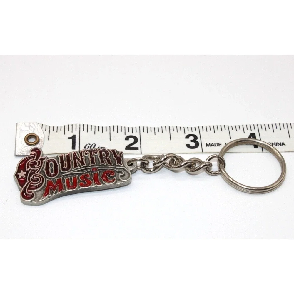 VTG 1987 Pewter COUNTRY MUSIC Key Chain Red Fine Pewter USA